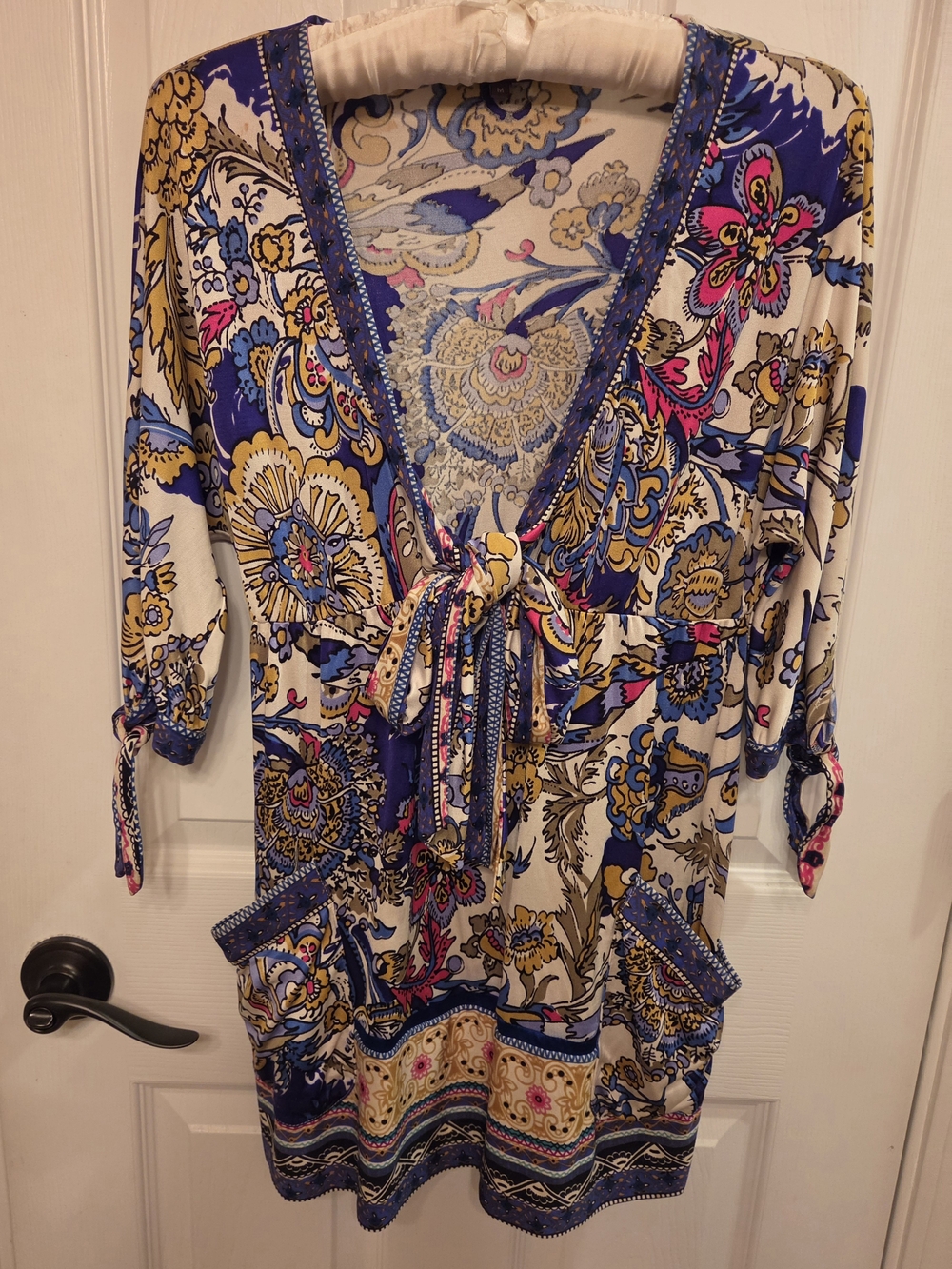 Hale Bob Colorful Floral Tie-Front Blouse